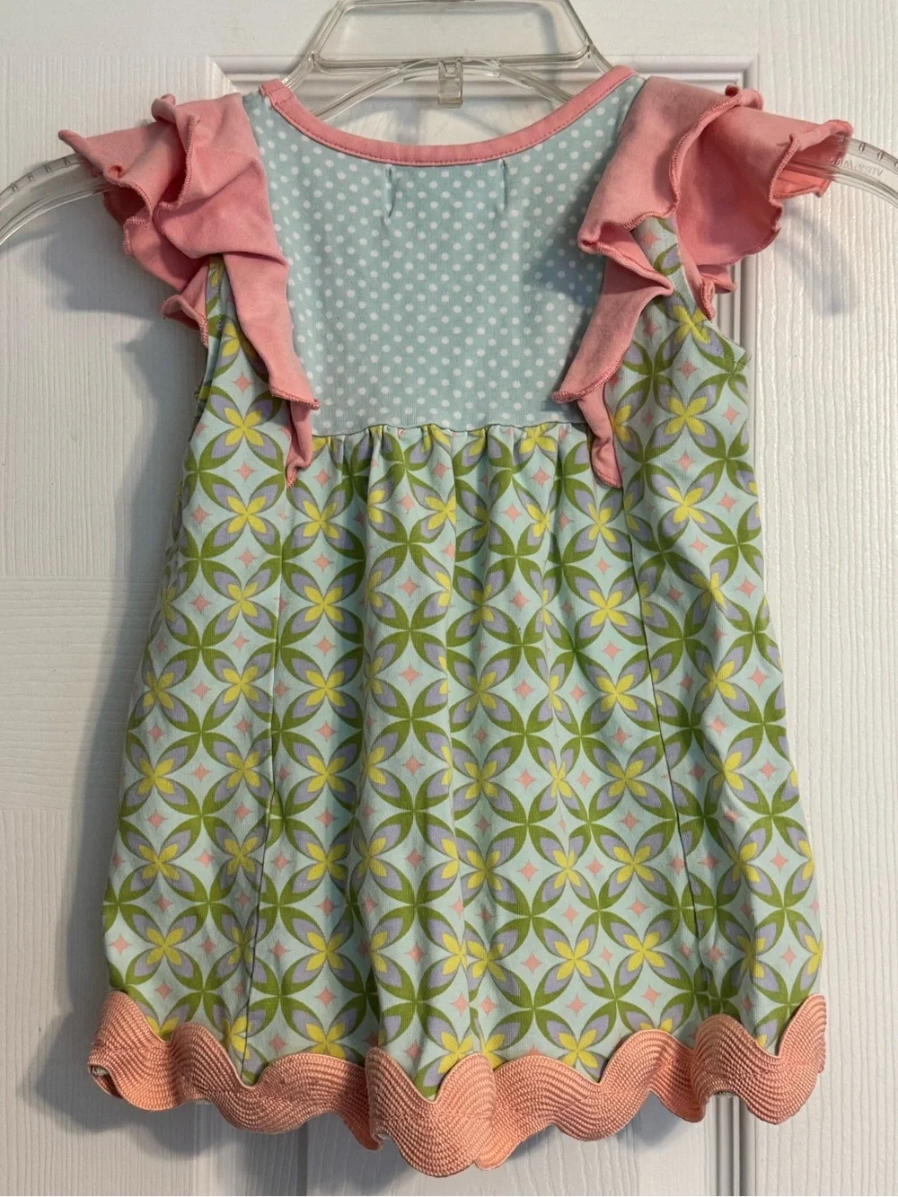 Serendipity by Shrimp & Grits Flutter Sleeve Mixed Print Tunic Dress 6-9 months